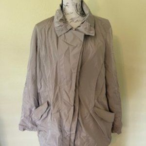 Bebe Women's Waterproof Hooded Travel Jacket – Lightweight, Packable, XL, Taupe